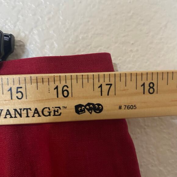 Style & Co Vintage Cherry Red 100% Linen Wide Leg Trouser Pants Size 14 - Picture 8 of 10